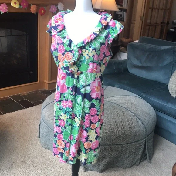 Lilly Pulitzer Garden Clare Floral ruffle neck dress - Picture 6 of 6